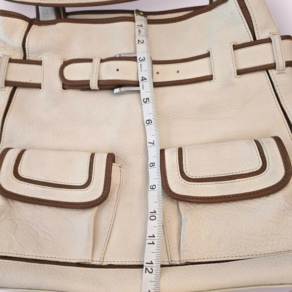 Cole Haan Leather Tote Bag Cream & Tan Trim - Picture 6 of 10